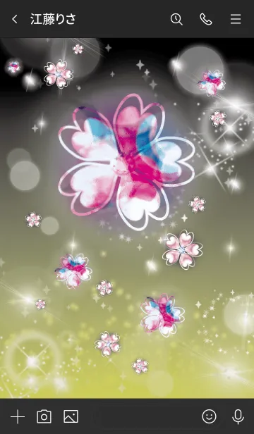 [LINE着せ替え] 黒と黄色 : 幸運のピンクゴールド四葉の画像3