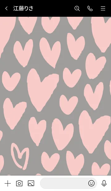 [LINE着せ替え] ハートたくさんグレー2の画像3