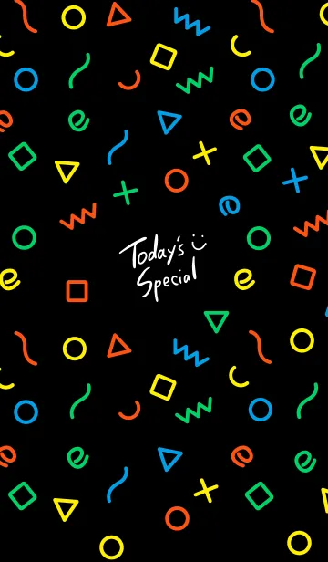 [LINE着せ替え] カラフル図形 黒8の画像1