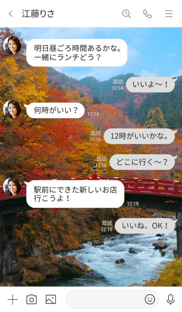 [LINE着せ替え] 紅葉と橋の風景の画像4