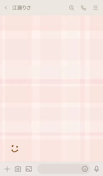 [LINE着せ替え] チェック柄 ピンク スマイル付き3の画像3