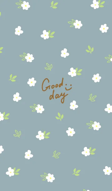 [LINE着せ替え] 白い小花 ブルー6の画像1