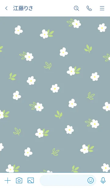 [LINE着せ替え] 白い小花 ブルー6の画像3