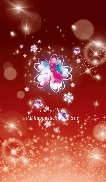 [LINE着せ替え] レッド : 幸運のピンクゴールド四葉の画像1