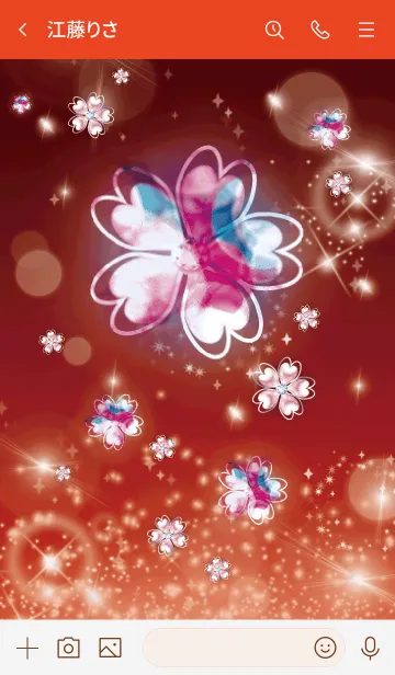 [LINE着せ替え] レッド : 幸運のピンクゴールド四葉の画像3