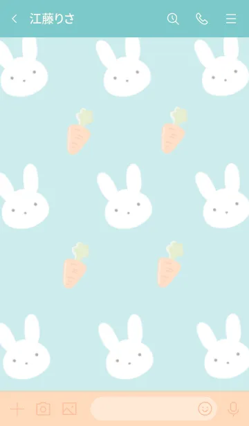 [LINE着せ替え] うさぎとにんじん ライトグリーンの画像3