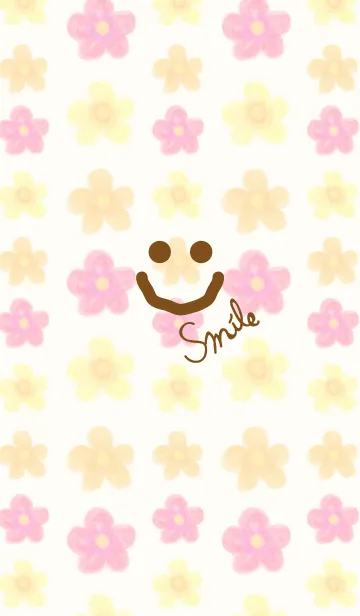 [LINE着せ替え] 水彩暖色系お花-スマイル-の画像1