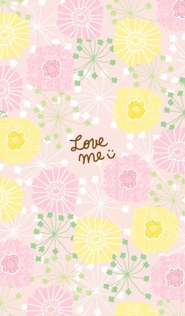 [LINE着せ替え] 北欧風お花ピンク スマイル4の画像1