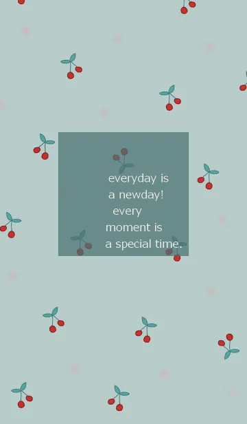 [LINE着せ替え] cherry pattern / green beigeの画像1