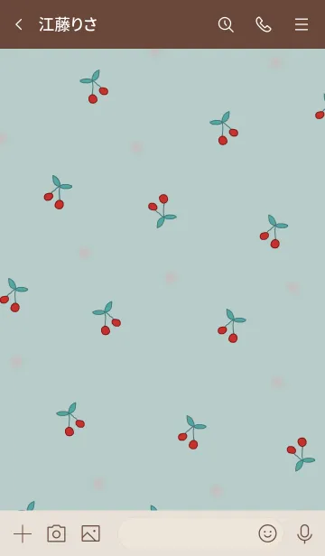 [LINE着せ替え] cherry pattern / green beigeの画像3