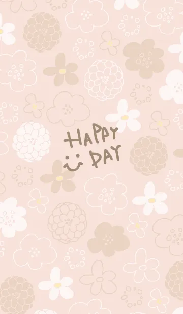 [LINE着せ替え] 白とベージュの花 ピンク2の画像1