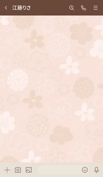 [LINE着せ替え] 白とベージュの花 ピンク2の画像3