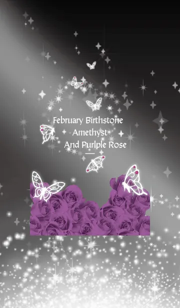 [LINE着せ替え] 黒 : 2月のアメシストと蝶の画像1