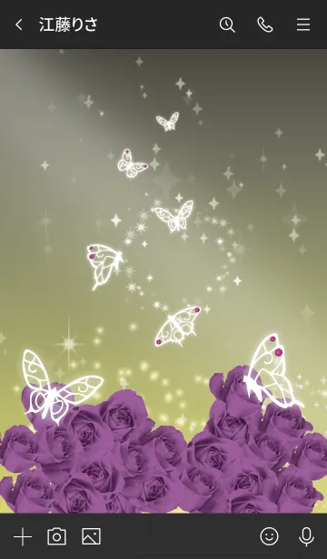 [LINE着せ替え] 黒と黄色 : 2月のアメシストと蝶の画像3