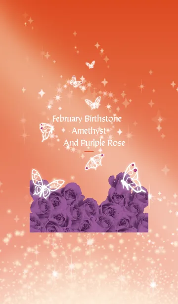 [LINE着せ替え] 赤 : 2月のアメシストと蝶の画像1