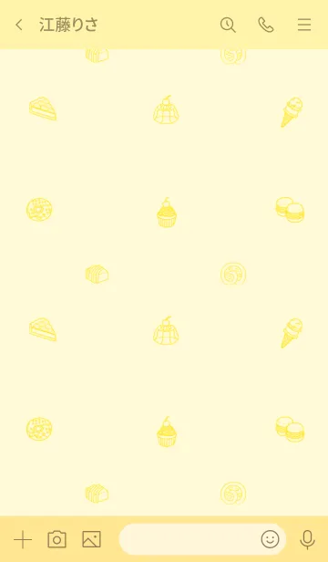 [LINE着せ替え] Sweets★ Brown line & yellowの画像3