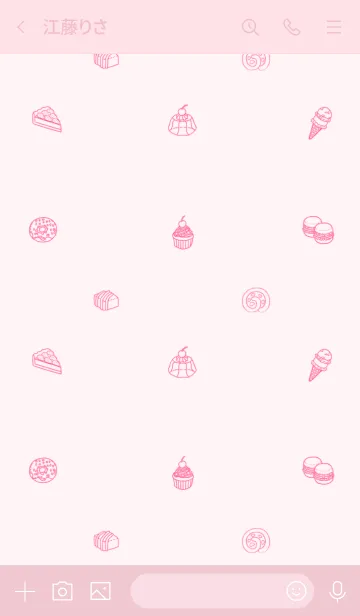 [LINE着せ替え] Sweets★ Brown line & pinkの画像3