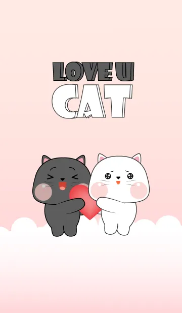 [LINE着せ替え] Black & White Cat With Love Theme (JP)の画像1