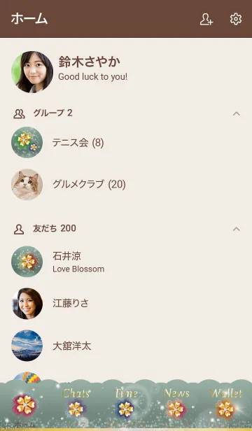 [LINE着せ替え] ベージュカーキ: ラッキーカラークローバーの画像2