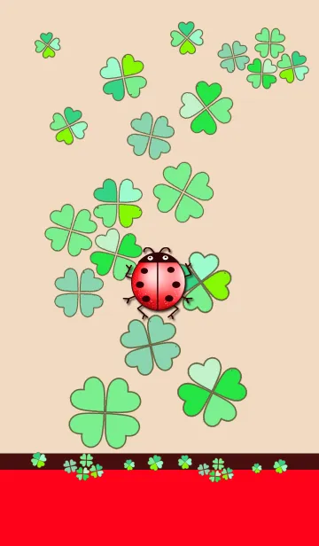 [LINE着せ替え] シンプルにてんとう虫と四葉の着せ替えで#2の画像1