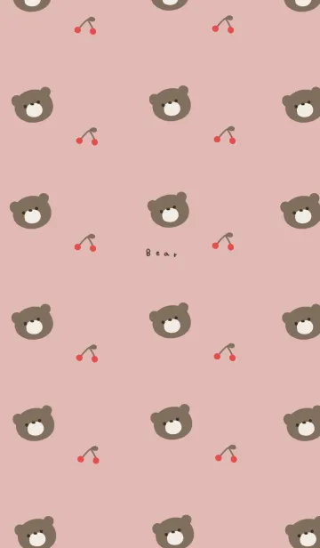 [LINE着せ替え] さくらんぼとクマ。ピンクベージュ。の画像1