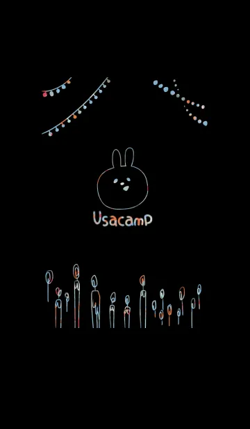 [LINE着せ替え] うさきゃんぷ【黒】～キャンプの夜～の画像1
