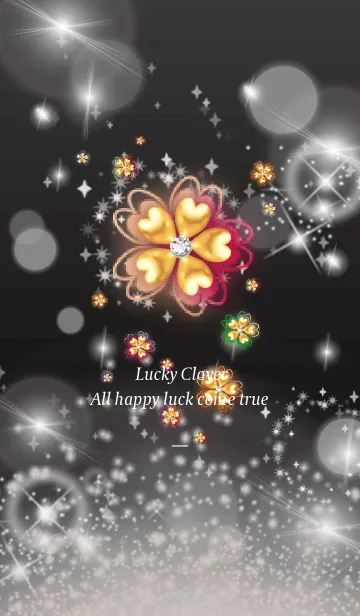 [LINE着せ替え] 黒 : ラッキーカラークローバーの画像1