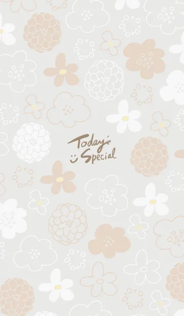 [LINE着せ替え] 白とベージュの花 グレージュの画像1