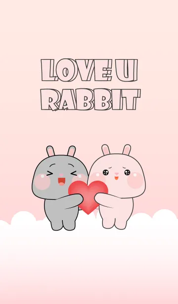 [LINE着せ替え] Grey & Pink Rabbit With Love Theme (JP)の画像1