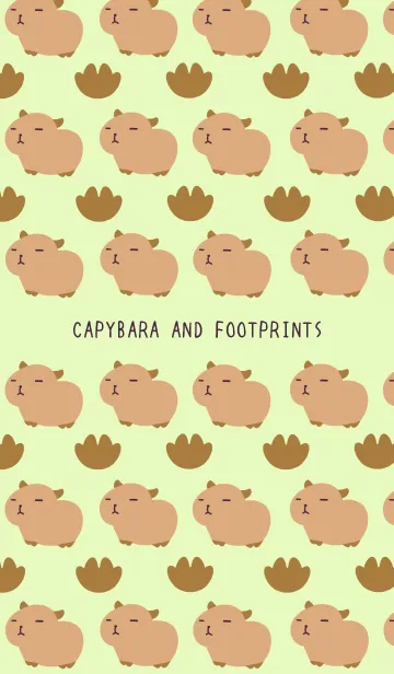 [LINE着せ替え] カピバラと足跡の着せ替え グリーンの画像1