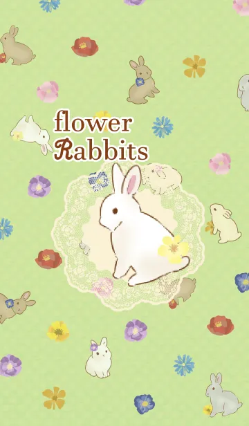 [LINE着せ替え] Flower rabbitsの画像1