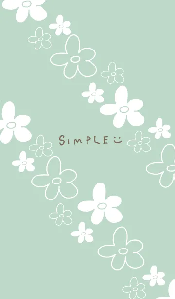 [LINE着せ替え] 手書きのお花 くすみグリーン4の画像1