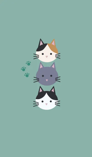 [LINE着せ替え] シンプル・ねこ/mintの画像1