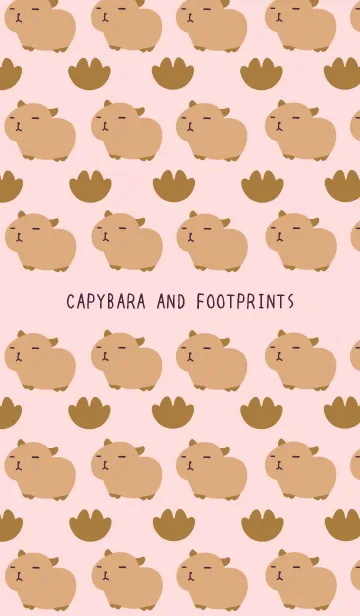 [LINE着せ替え] カピバラと足跡の着せ替え ピンクの画像1