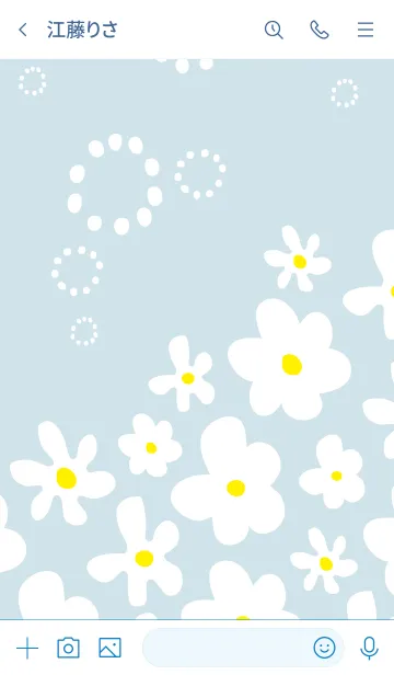 [LINE着せ替え] 白い花が可愛い ブルーの画像3