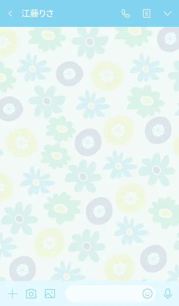 [LINE着せ替え] 北欧風お花青-スマイル-の画像3