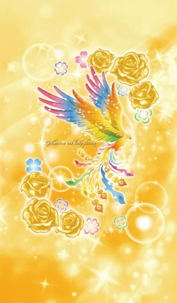 [LINE着せ替え] 全運気上昇★黄金のバラと虹色の鳳凰の画像1