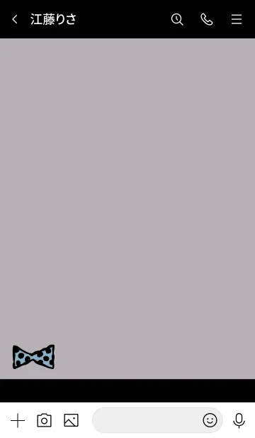 [LINE着せ替え] 水玉リボン ブラック×水色2の画像3