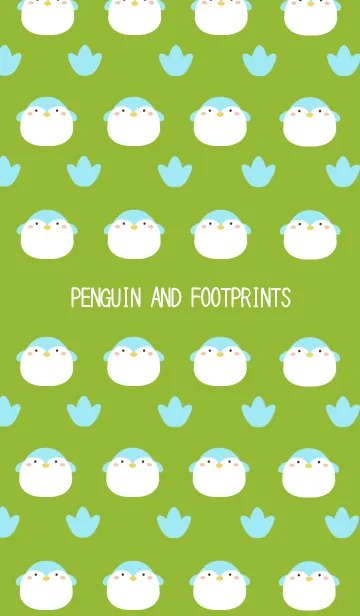 [LINE着せ替え] ペンギンと足跡の着せかえ グリーンの画像1