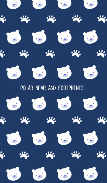 [LINE着せ替え] しろくまと足跡の着せかえ 紺/ベージュの画像1