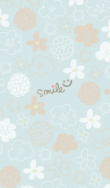 [LINE着せ替え] 白とベージュの花 ブルー4の画像1