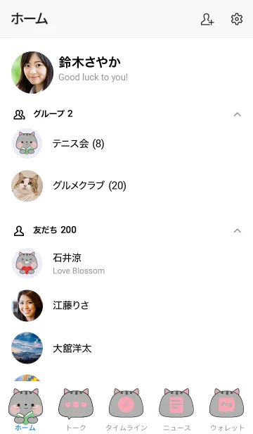 [LINE着せ替え] Simple Cutie Grey Cat Theme (JP)の画像2