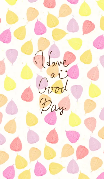 [LINE着せ替え] カラフルピンク葉っぱスマイル-24-の画像1