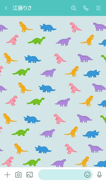 [LINE着せ替え] カラフル恐竜 / ocean greenの画像3