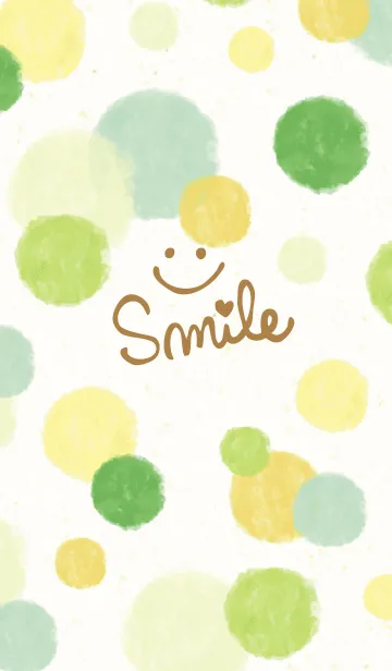 [LINE着せ替え] スマイル-大人水彩水玉緑11-の画像1