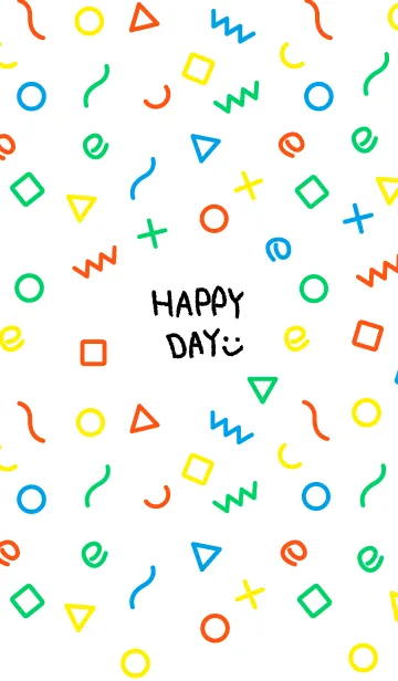 [LINE着せ替え] カラフル図形 白8の画像1