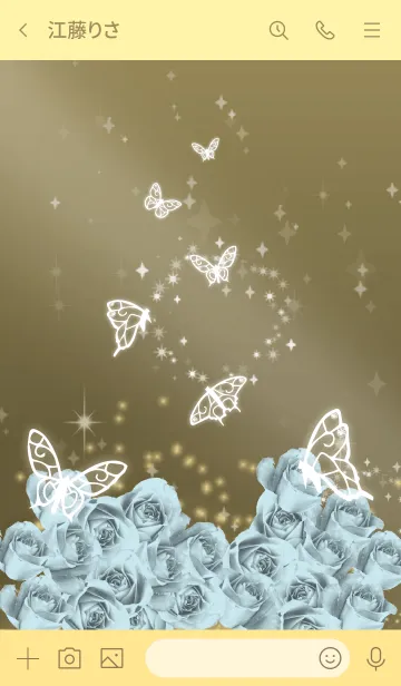 [LINE着せ替え] ゴールド : 3月のアクアマリンと蝶の画像3