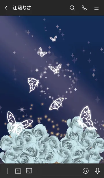 [LINE着せ替え] ネイビー : 3月のアクアマリンと蝶の画像3