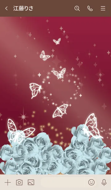 [LINE着せ替え] ボルドー : 3月のアクアマリンと蝶の画像3