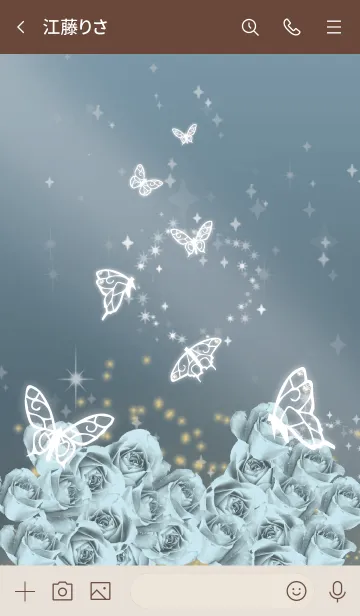 [LINE着せ替え] ベージュと青 : 3月のアクアマリンと蝶の画像3